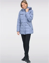 Doudoune Matelassée Diamant Mi-longue Avec Capuche Amovible Par Danwear