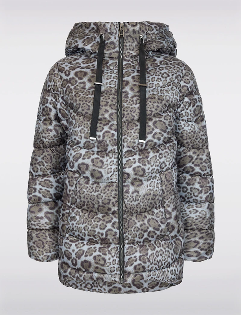 Manteaux | La maison du manteau au Québec Doudoune Courte à Coupe Droite Imprimé Guépard & Capuche par Frandsen