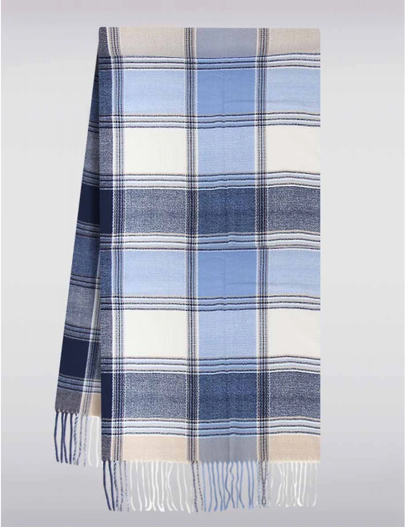 Manteaux | La maison du manteau au Québec Foulard Léger Doux à Carreaux avec Franges aux Deux Extrémités