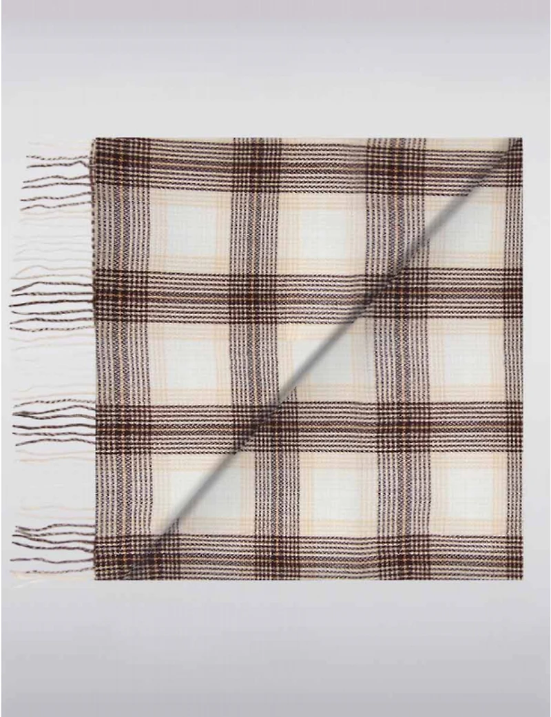 Manteaux | La maison du manteau au Québec Écharpe Oblong Douce À Carreaux, Tissé Avec Franges & Détails Dorés Métallisés