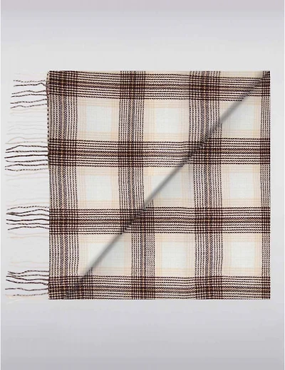 Manteaux | La maison du manteau au Québec Écharpe Oblong Douce À Carreaux, Tissé Avec Franges & Détails Dorés Métallisés