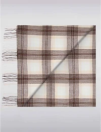 Manteaux | La maison du manteau au Québec Écharpe Oblong Douce À Carreaux, Tissé Avec Franges & Détails Dorés Métallisés