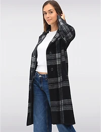 Manteaux | La maison du Manteau au Québec Tricoté à Col Cranté Motif Carreaux & Simple Boutonnage par Vince Camuto
