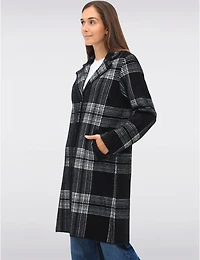 Manteaux | La maison du Manteau au Québec Tricoté à Col Cranté Motif Carreaux & Simple Boutonnage par Vince Camuto