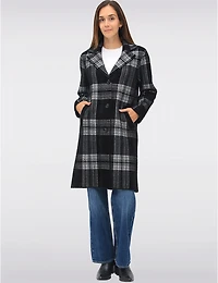Manteaux | La maison du Manteau au Québec Tricoté à Col Cranté Motif Carreaux & Simple Boutonnage par Vince Camuto