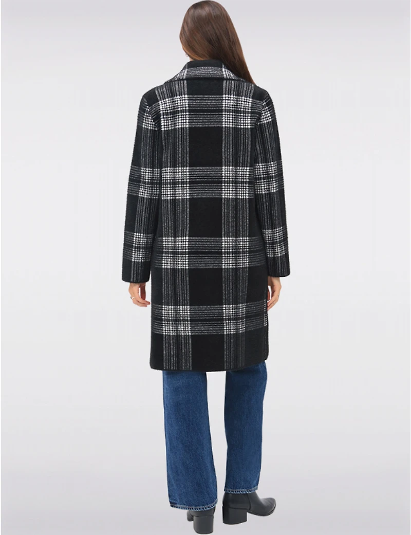 Manteaux | La maison du Manteau au Québec Tricoté à Col Cranté Motif Carreaux & Simple Boutonnage par Vince Camuto
