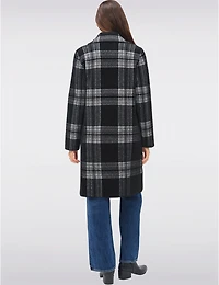 Manteaux | La maison du Manteau au Québec Tricoté à Col Cranté Motif Carreaux & Simple Boutonnage par Vince Camuto