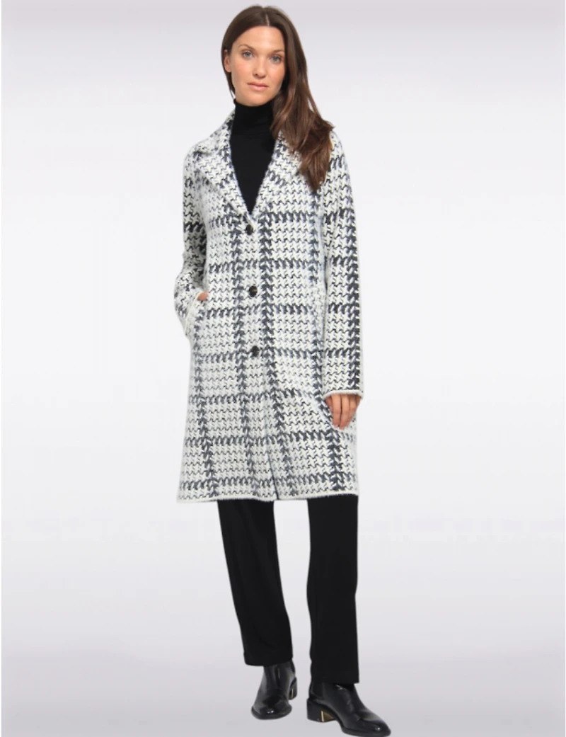 Manteaux | La maison du Manteau au Québec Élégant en Tricot Ultra-doux à Motif Pied-de-poule par Vince Camuto