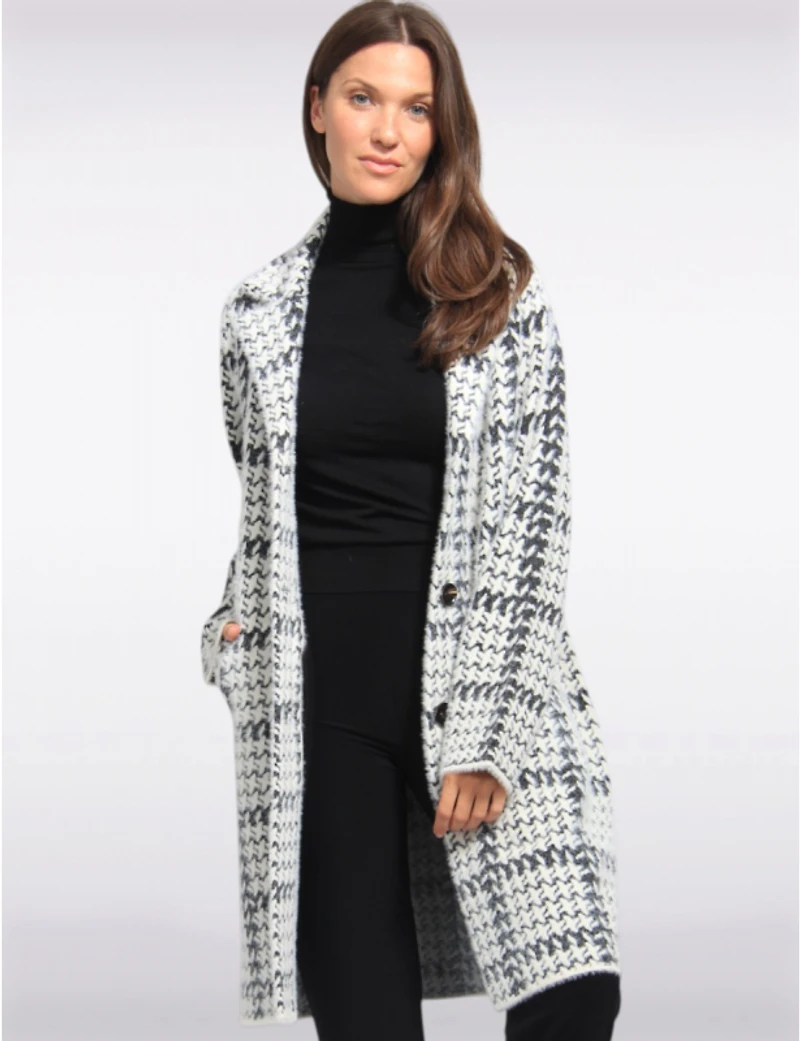 Manteaux | La maison du Manteau au Québec Élégant en Tricot Ultra-doux à Motif Pied-de-poule par Vince Camuto