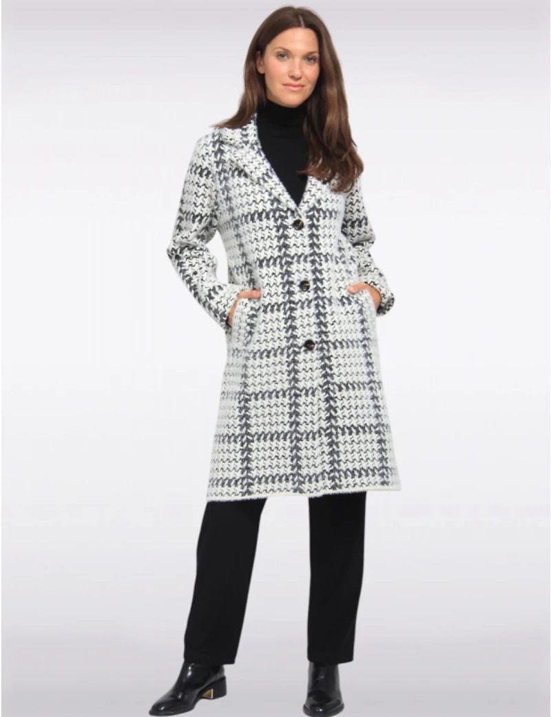 Manteaux | La maison du Manteau au Québec Élégant en Tricot Ultra-doux à Motif Pied-de-poule par Vince Camuto