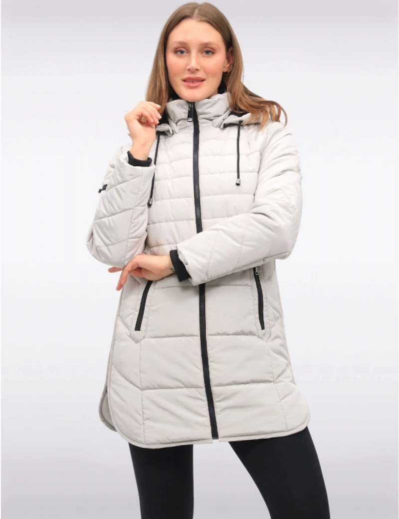 Manteau Bouffant Végan avec Capuche Ourlet Arrondi & Côtés à Cordon par Snoboll