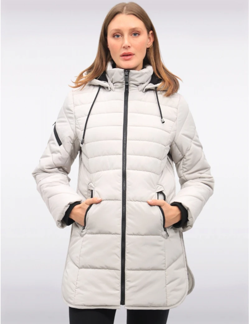 Manteau Bouffant Végan avec Capuche Ourlet Arrondi & Côtés à Cordon par Snoboll