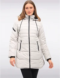 Manteau Bouffant Végan avec Capuche Ourlet Arrondi & Côtés à Cordon par Snoboll