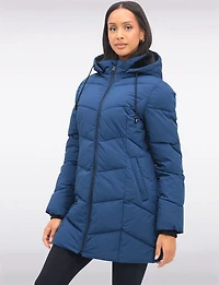 Doudoune Matelassée Vegan À Chevrons Capuche Amovible Doublée Douce Par Snoboll