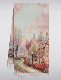 Manteaux Manteaux | La maison du manteau au Québec Foulard Oblong Réversible à Motifs de Paysage et Uni avec Franges Délicates