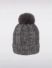 Manteaux Manteaux | La maison du manteau au Québec Tuque Tricotée Torsadée à Doublure en Fausse Fourrure et Pompon
