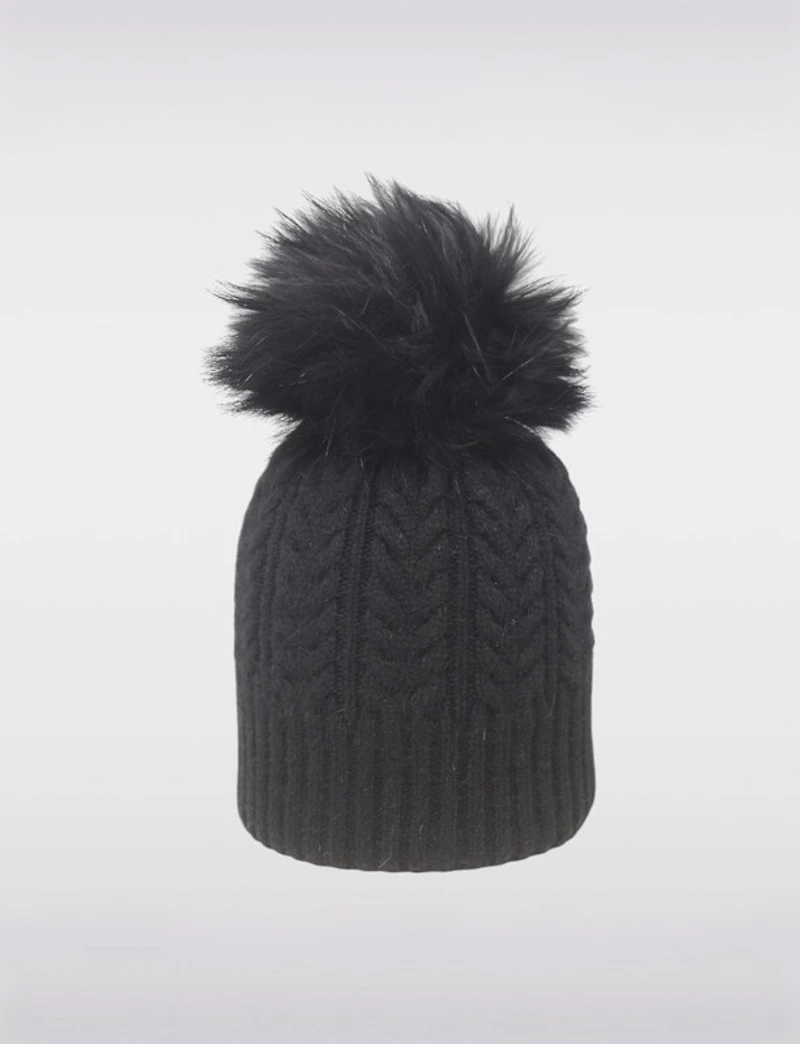 Manteaux Manteaux | La maison du manteau au Québec Tuque Élégante en Tricot avec Pompon Amovible en Fourrure Véritable