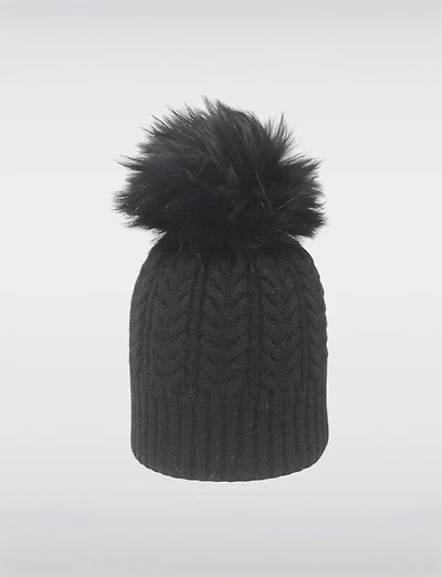 Manteaux Manteaux | La maison du manteau au Québec Tuque Élégante en Tricot avec Pompon Amovible en Fourrure Véritable