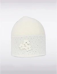 Manteaux Manteaux | La maison du manteau au Québec Tuque Tricotée Doublée avec Détail Argenté Appliqué de Fleurs & Strass