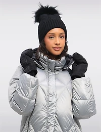 Mitaines en Tricot Doublée Fausse Fourrure Ultra-Douce & Poignet Élastique