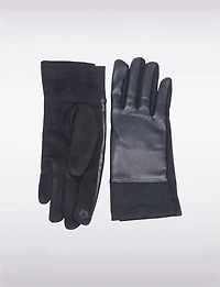 Gants en Cuir Végan à Poignet Tricoté Extensible & Compatibilité Écran Tactile