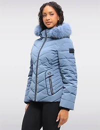 Veste Doudoune Végan Eco-Duvet à Capuche Bordée de Fausse Fourrure par Loop