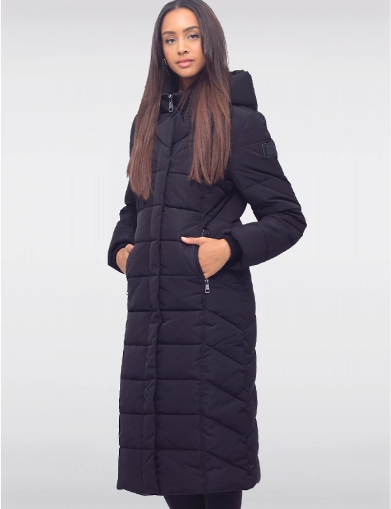 Manteau Long Léger & Recyclé Éco-Doudoune Vegan Sonora® Avec Capuche par Loop