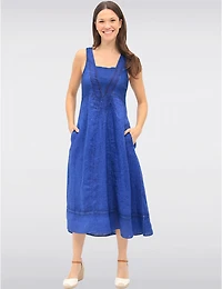 Manteaux Manteaux | La maison du manteau au Québec Robe Longue en Lin avec Croisement en V et Bordures en Coton par Carré Noir
