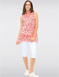 Manteaux | La maison du manteau au Québec Blouse Sans Manches Boutonnée à Fleurs avec Col Montant Volants par Carré Noir
