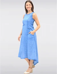 Manteaux | La maison du manteau au Québec Robe Asymétrique Sans Manches en Lin avec Bandes Tricot par Carré Noir