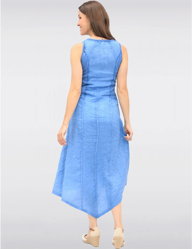 Manteaux | La maison du manteau au Québec Robe Asymétrique Sans Manches en Lin avec Bandes Tricot par Carré Noir