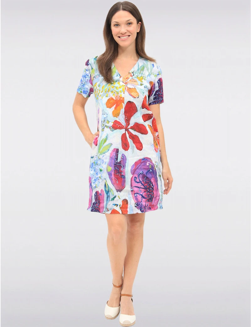Manteaux Manteaux | La maison du manteau au Québec Robe Chic à Imprimé Floral Col en V Pli Frontal et Poches par Claire Desjardins