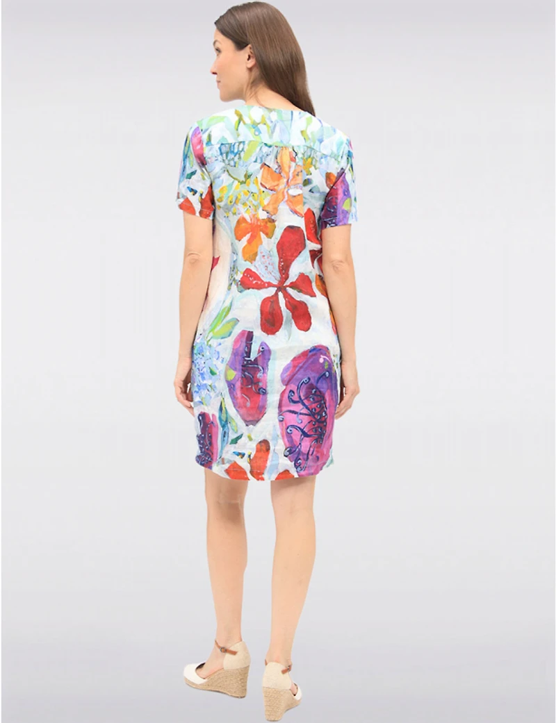 Manteaux Manteaux | La maison du manteau au Québec Robe Chic à Imprimé Floral Col en V Pli Frontal et Poches par Claire Desjardins