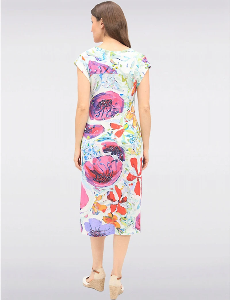 Manteaux | La maison du manteau au Québec Robe Midi à Col V avec Imprimé Floral Artistique et Poches par Claire Desjardins
