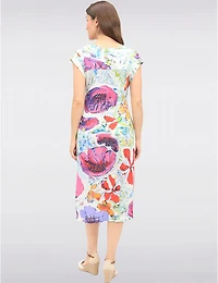 Manteaux | La maison du manteau au Québec Robe Midi à Col V avec Imprimé Floral Artistique et Poches par Claire Desjardins