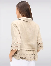 Manteaux Manteaux | La maison du manteau au Québec Chemise Chic en Lin Boutonnée avec Bordures en Broderie Anglaise par Froccella