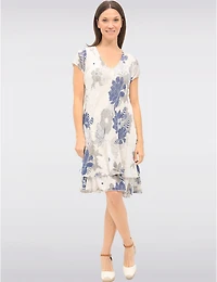 Manteaux | La maison du manteau au Québec Robe Chic en Coton a Deux Niveaux Motif Floral & Col V par Froccella