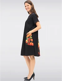 Manteaux Manteaux | La maison du manteau au Québec Robe en Mélange de Coton Imprimé à Manches Courtes & Poche Plaquée par Froccella