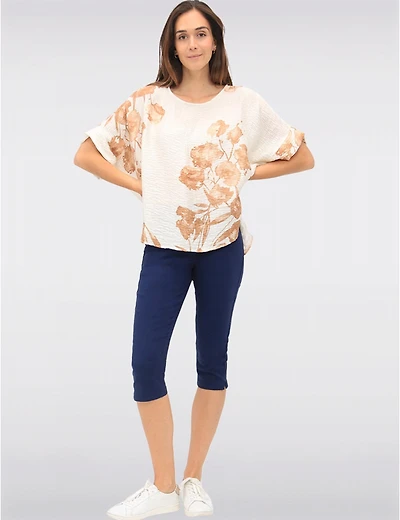 Manteaux | La maison du manteau au Québec Haut Froissé à Imprimé Floral Manches Dolman & Fentes Latérales par Froccella