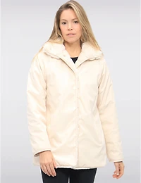 Manteau Réversible Vegan Doux en Fausse Fourrure & Lisse À Coupe Droite Par Saki