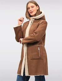 Manteau Réversible À Capuche en Faux Daim Et Sherpa Doux Par Saki