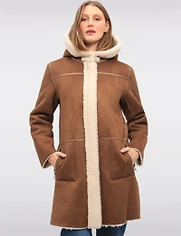 Manteau Réversible À Capuche en Faux Daim Et Sherpa Doux Par Saki