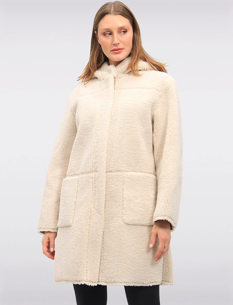 Manteau Réversible À Capuche en Faux Daim Et Sherpa Doux Par Saki