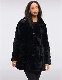 Manteau Végan Réversible en Fausse Fourrure Avec Fermeture À Boutons Par Saki