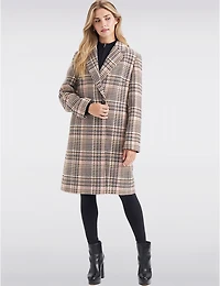 Manteaux | La maison du Manteau au Québec À Double Boutonnage Col Cranté Et Motif Pied-de-poule Par Ellen Tracy
