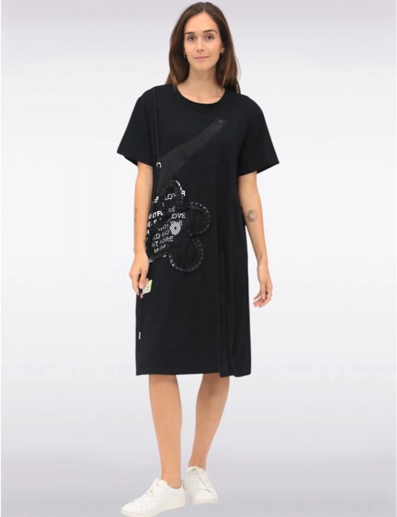 Manteaux Manteaux | La maison du manteau au Québec Robe en Coton À Imprimé Textuel Accent en Maille Florale & Boutons Décoratifs