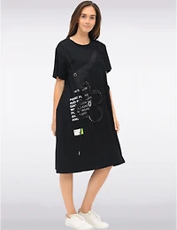 Manteaux Manteaux | La maison du manteau au Québec Robe en Coton À Imprimé Textuel Accent en Maille Florale & Boutons Décoratifs