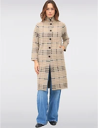 Manteaux | La maison du manteau au Québec Manteau-cardigan Vegan À Carreaux Boutonné Sur Le Devant Col Montant Par NVLT