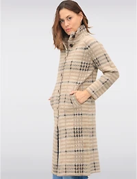 Manteaux | La maison du manteau au Québec Manteau-cardigan Vegan À Carreaux Boutonné Sur Le Devant Col Montant Par NVLT