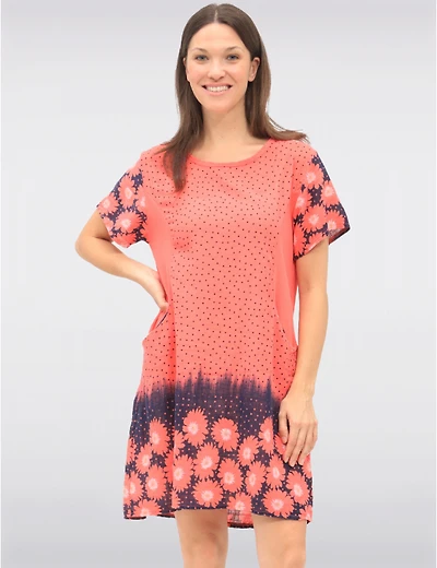 Manteaux Manteaux | La maison du manteau au Québec Robe Manches Courtes À Pois Et Floral Avec Tricot À La Taille par Froccella